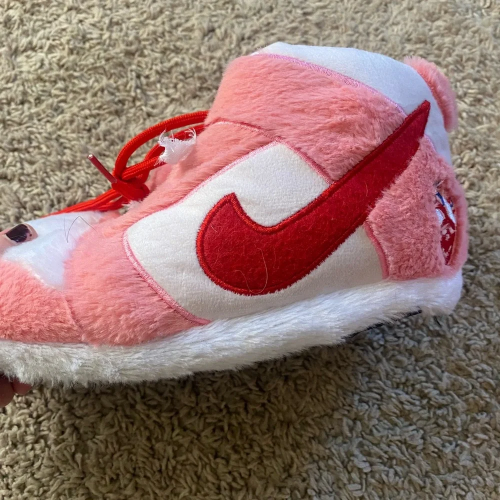NIKE Pink and Red Plush Slippers